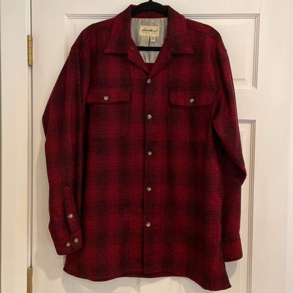 Mens Eddie Bauer Wool Shirt Jacket Medium
